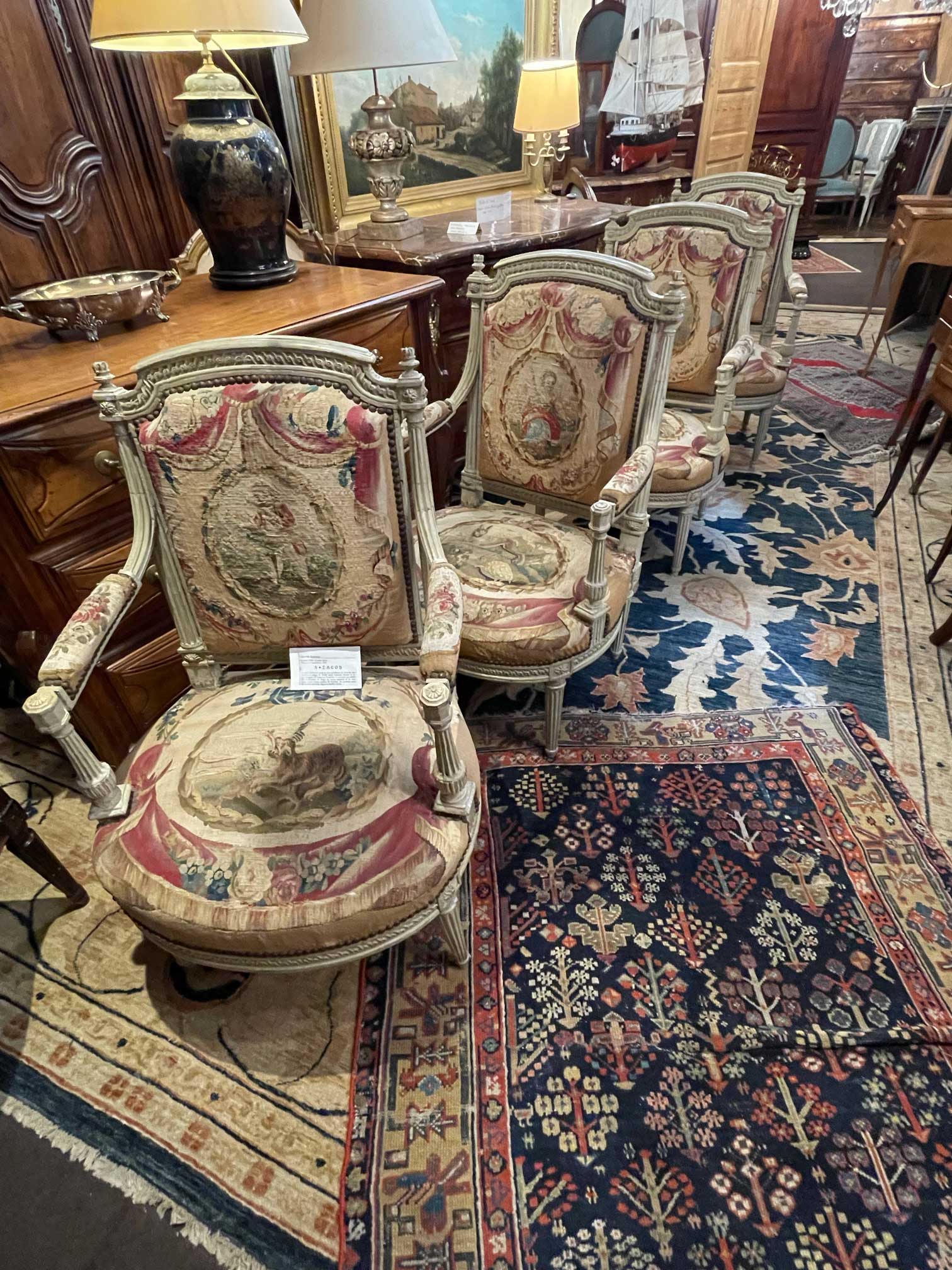4 fauteuils estampillés G.JACOB 18ème siècle - tapisserie d'époque