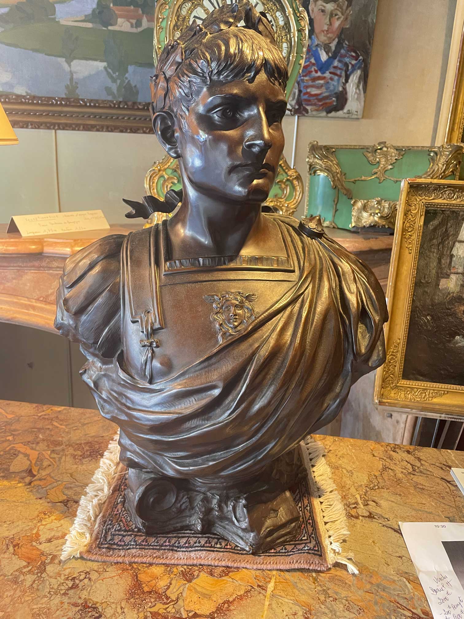Buste en bronze empereur romain