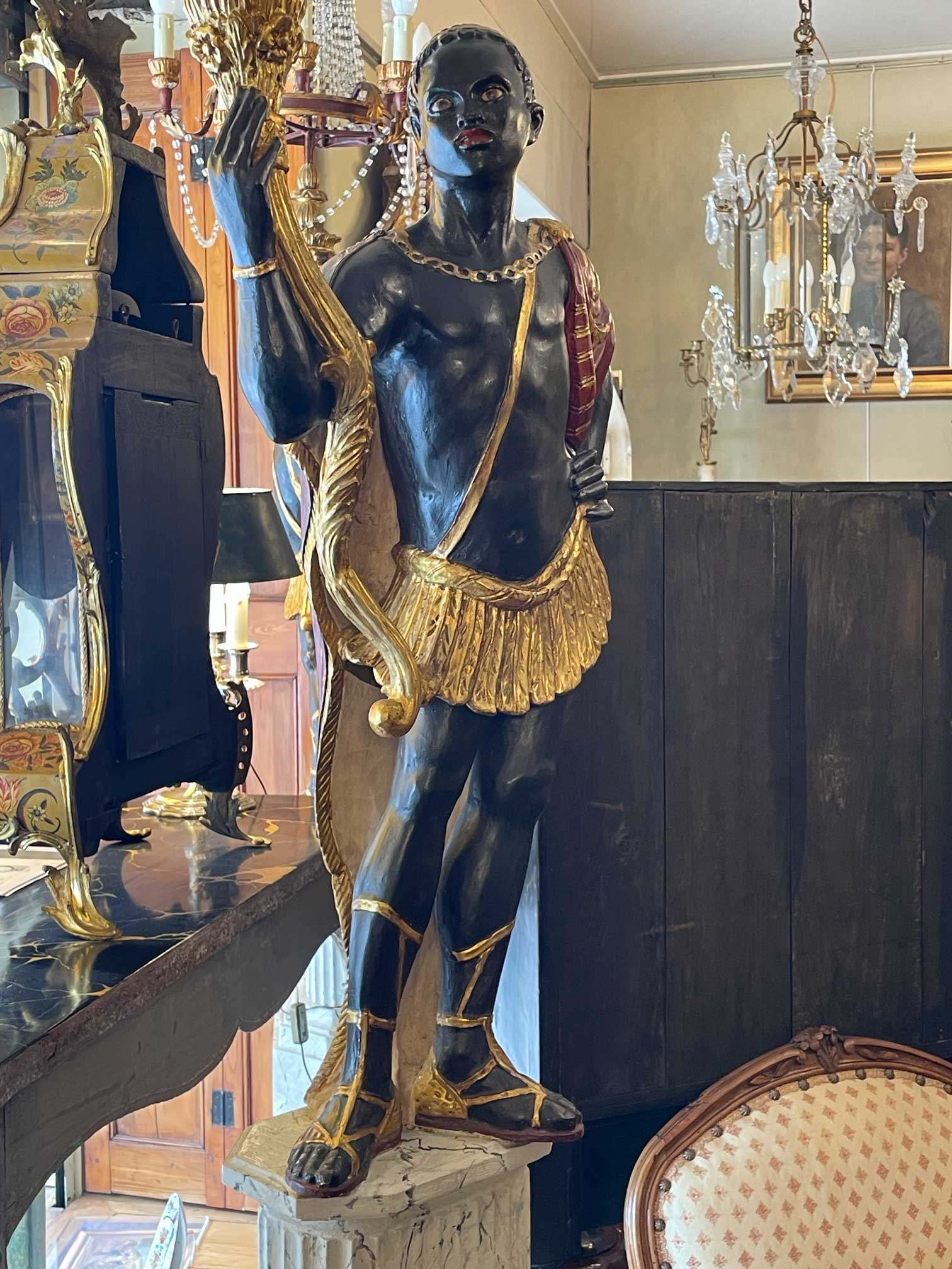 Nubien porte torchère début 19ème siècle